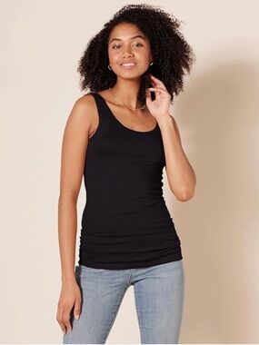 Amazon Essentials Women's Black Slim-Fit Scoop Neck Tank Top, Sz.S